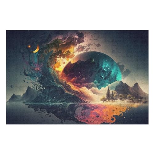 Fantasy-Landschaft Puzzles 1000 Teile Erwachsener Kniffel Spaß Für Die Ganze Familie - 1000 Puzzleteilige Motive, Holzpuzzle Kinder Erwachsene, Impossible Puzzle Schwer （75×50cm） von AAPZY