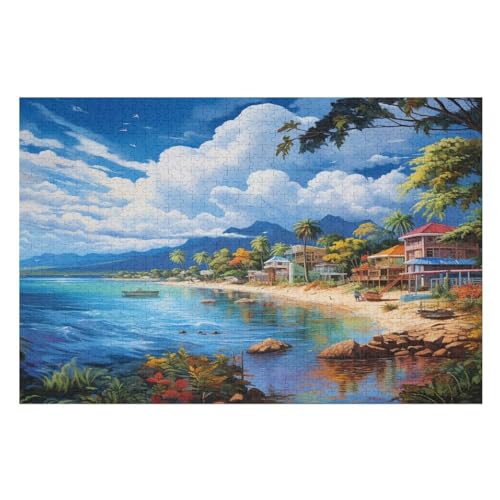 Ferienbucht Puzzles 1000 Teile Erwachsener Kniffel Spaß Für Die Ganze Familie - 1000 Puzzleteilige Motive, Holzpuzzle Kinder Erwachsene, Impossible Puzzle Schwer （75×50cm） von AAPZY