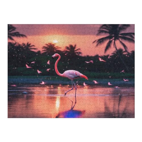 Flamingo 500 Teile Premium-Puzzles Für Erwachsene Kinder- Holzpuzzles Spaß Und Lernspiele - Perfekte Puzzle-Geschenke （52×38cm） von AAPZY