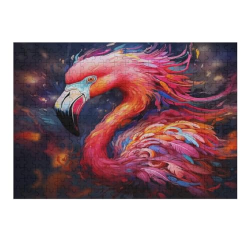 Flamingo Holzpuzzle 300 Stück Puzzles Für Erwachsene Teenager Stress Abbauen Familien-Puzzlespiel Poster 300-teiliges Puzzle Kinder Lernspiel Spielzeug Geschenk （40×28cm） von AAPZY