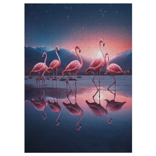 Flamingo Holzpuzzle 300 Teile, Knobelspiele Für Erwachsene, Teenager, Puzzles Unmögliche - Kinder Puzzle Zimmer Deko 42×30cm von AAPZY