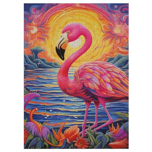 Flamingo Holzpuzzle Erwachsene - 300 Teiliges Jigsaw Knobelspiel - Puzzle Für Erwachsene & Kinder - Outdoor & Reisespielzeug - Geduldspiel 42×30cm von AAPZY