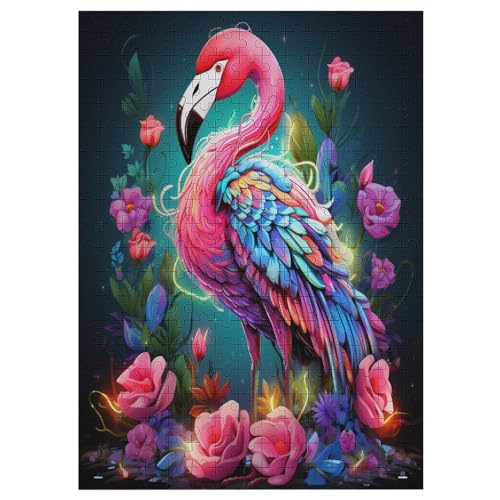 Flamingo Holzpuzzle Erwachsene - 300 Teiliges Jigsaw Knobelspiel - Puzzle Für Erwachsene & Kinder - Outdoor & Reisespielzeug - Geduldspiel 42×30cm von AAPZY