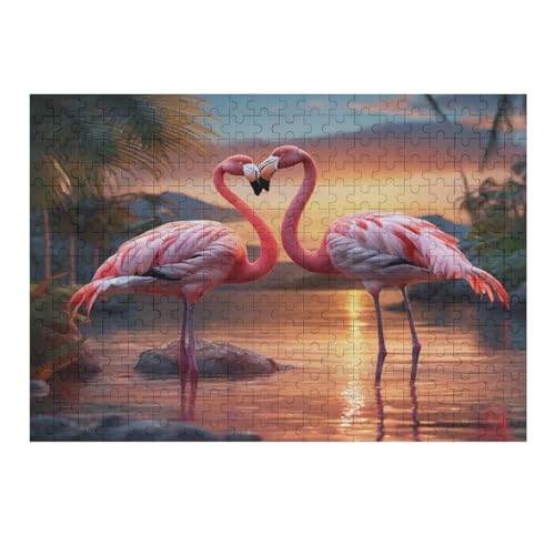 Flamingo -Puzzle, 300 Teile,Holzpuzzle Für Erwachsene Kinder, Lustiges Spielzeug, Denkspiel, Spielzeug, Bildungsspiel, Herausforderung, Pädagogisch, （40×28cm） von AAPZY