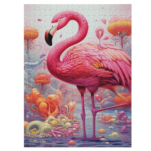 Flamingo -Puzzle, 500 Teile,Holzpuzzle Für Erwachsene Kinder, Lustiges Spielzeug, Denkspiel, Spielzeug, Bildungsspiel, Herausforderung, Pädagogisch, （55×41cm） von AAPZY