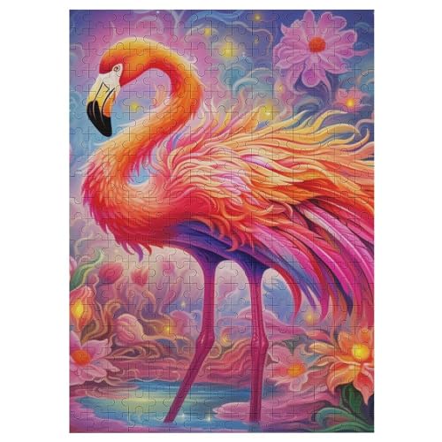 Flamingo Puzzle 300 Teile,Puzzles Für Erwachsene, Impossible Puzzle, Geschicklichkeitsspiel Für Die Ganze Familie, Puzzle Kinder,Holzpuzzle-Geschenk,Raumdekoration, 42×30cm von AAPZY