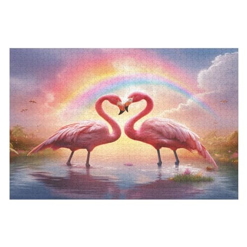 Flamingo Puzzles 1000 Teile Erwachsener Kniffel Spaß Für Die Ganze Familie - 1000 Puzzleteilige Motive, Holzpuzzle Kinder Erwachsene, Impossible Puzzle Schwer （75×50cm） von AAPZY