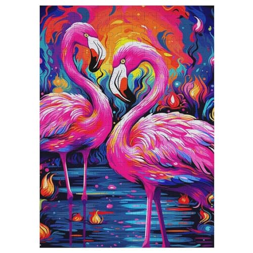 Flamingo Puzzles 300 Teile Erwachsener Kniffel Spaß Für Die Ganze Familie - 300 Puzzleteilige Motive, Holzpuzzle Kinder Erwachsene, Impossible Puzzle Schwer 42×30cm von AAPZY