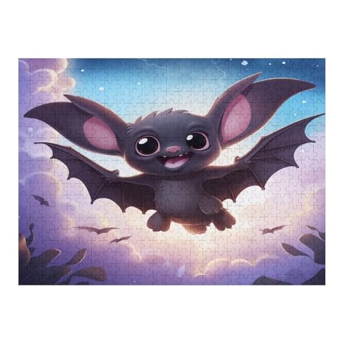 Fledermaus Puzzles 500 Teile Erwachsener Kniffel Spaß Für Die Ganze Familie - 500 Puzzleteilige Motive, Holzpuzzle Kinder Erwachsene, Impossible Puzzle Schwer （52×38cm） von AAPZY