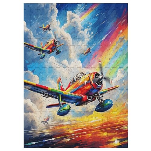 Flugzeug Holzpuzzle Erwachsene - 300 Teiliges Jigsaw Knobelspiel - Puzzle Für Erwachsene & Kinder - Outdoor & Reisespielzeug - Geduldspiel 42×30cm von AAPZY