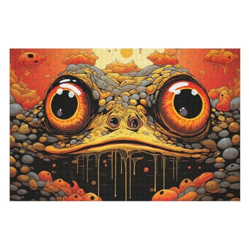 Frosch -Puzzle, 1000 Teile,Holzpuzzle Für Erwachsene Kinder, Lustiges Spielzeug, Denkspiel, Spielzeug, Bildungsspiel, Herausforderung, Pädagogisch, （75×50cm） von AAPZY