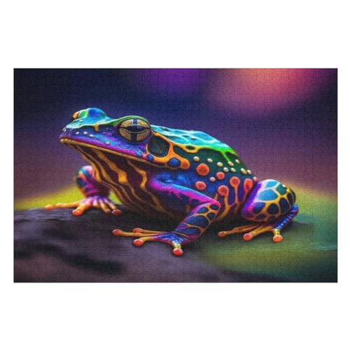 Frosch Puzzle 1000 Teile, Holzpuzzle Für Erwachsene, Impossible Puzzle, Geschicklichkeitsspiel Für Die Ganze Familie, Puzzle Farbenfrohes Legespiel Kinder Puzzles （75×50cm） von AAPZY