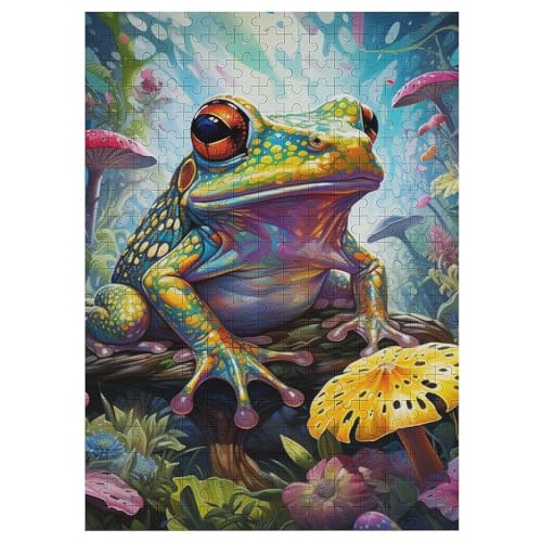 Frosch Puzzle 300 Teile, Holzpuzzle Für Erwachsene, Impossible Puzzle, Geschicklichkeitsspiel Für Die Ganze Familie, Puzzle Farbenfrohes Legespiel Kinder Puzzles 42×30cm von AAPZY