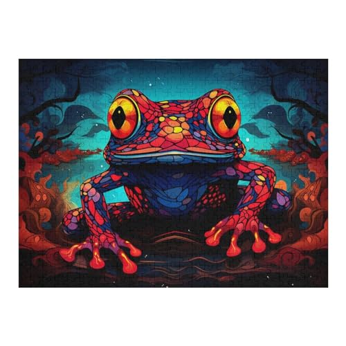 Frosch Puzzle 500 Teile, Holzpuzzle Für Erwachsene, Impossible Puzzle, Geschicklichkeitsspiel Für Die Ganze Familie, Puzzle Farbenfrohes Legespiel Kinder Puzzles （52×38cm） von AAPZY