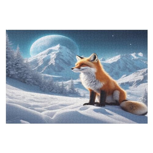 Fuchs Holzpuzzle 1000 Teile, Knobelspiele Für Erwachsene, Teenager, Puzzles Unmögliche - Kinder Puzzle Zimmer Deko （75×50cm） von AAPZY