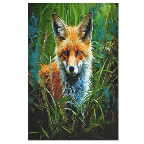 Fuchs -Puzzle, 1000 Teile,Holzpuzzle Für Erwachsene Kinder, Lustiges Spielzeug, Denkspiel, Spielzeug, Bildungsspiel, Herausforderung, Pädagogisch, 78×53cm von AAPZY