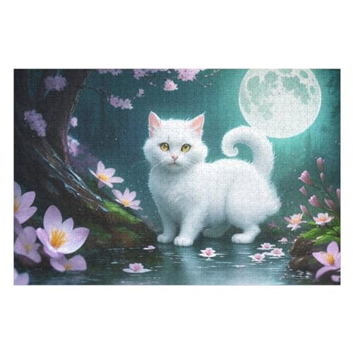 Für Erwachsene 1000-Teiliges Cute Katze -Puzzle, Holzbrett-Puzzle, Puzzle Für Kinder, Geschenke, （75×50cm） von AAPZY