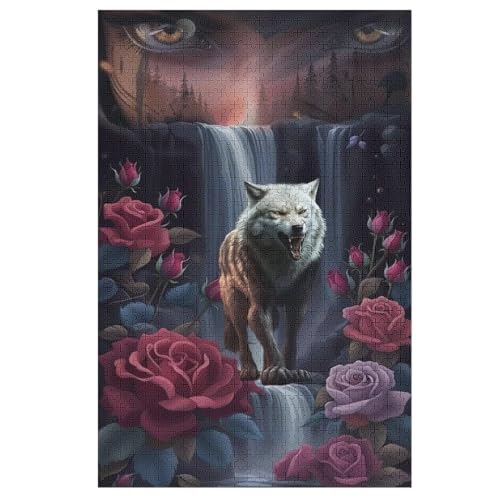 Für Erwachsene 1000-Teiliges Wolf -Puzzle, Holzbrett-Puzzle, Puzzle Für Kinder, Geschenke, （78×53cm） von AAPZY