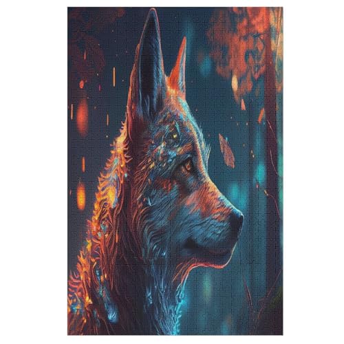 Für Erwachsene 1000-Teiliges Wolf -Puzzle, Holzbrett-Puzzle, Puzzle Für Kinder, Geschenke, 78×53cm von AAPZY