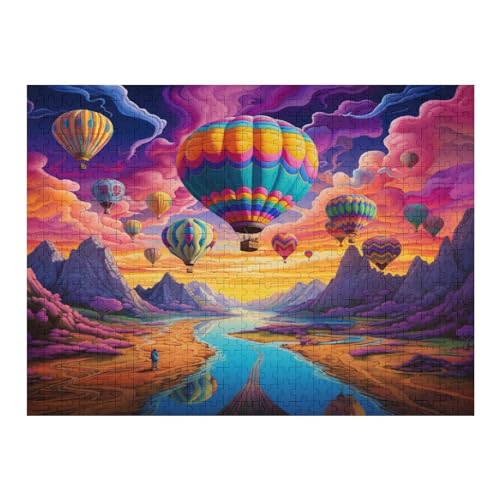 Für Erwachsene 500-Teiliges Heißluftballon -Puzzle, Holzbrett-Puzzle, Puzzle Für Kinder, Geschenke, （52×38cm） von AAPZY