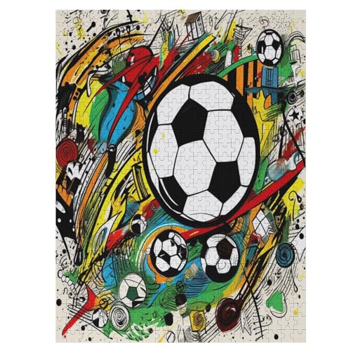 Fußball 500 Teile Puzzle Für Erwachsene, Herausforderung Puzzles - Familienpuzzle Verringerter Druck Schwieriges Puzzle Rahmen Holzpuzzle Für Erwachsene Kinder 12+ （55×41cm） von AAPZY