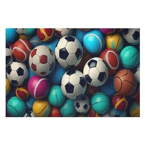 Fußball Pattern Puzzles 1000 Teile Für Jugendliche Kreatives Holzpuzzlespielzeug Familienspiel Schwierigkeitsgrad Herausforderungspuzzles （75×50cm） von AAPZY