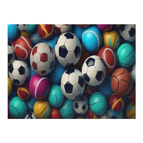 Fußball Pattern Puzzles 500 Teile Für Jugendliche Kreatives Holzpuzzlespielzeug Familienspiel Schwierigkeitsgrad Herausforderungspuzzles （52×38cm） von AAPZY