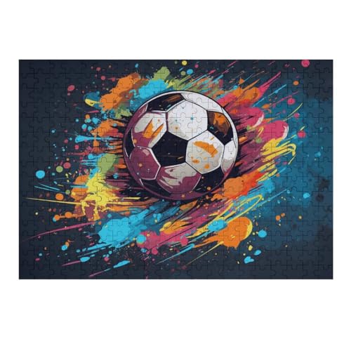 Fußball Puzzles 300 Teile Für Jugendliche Kreatives Holzpuzzlespielzeug Familienspiel Schwierigkeitsgrad Herausforderungspuzzles （40×28cm） von AAPZY