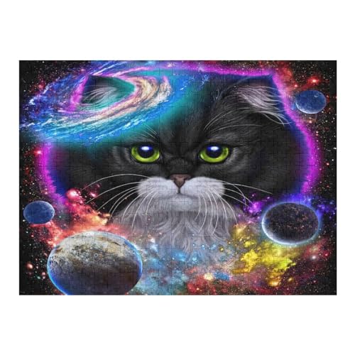 Galaxy Space Katze-Puzzle Für Erwachsene, 500-teilige Puzzles Für Teenager Und Kinder, Kreative Puzzles Für Die Familie, Herausfordernde Spiele, Spielzeug, Geschenke （52×38cm） von AAPZY