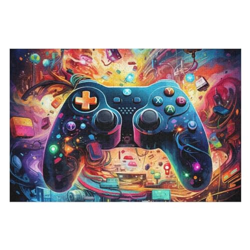 Gamecontroller Holzpuzzle 1000 Teile, Knobelspiele Für Erwachsene, Teenager, Puzzles Unmögliche - Kinder Puzzle Zimmer Deko （75×50cm） von AAPZY