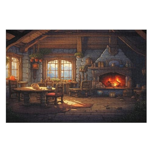 Gemütliche Hütte Holzpuzzle Erwachsene - 1000 Teiliges Jigsaw Knobelspiel - Puzzle Für Erwachsene & Kinder - Outdoor & Reisespielzeug - Geduldspiel （75×50cm） von AAPZY