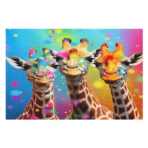 Giraffe 1000 Teile Puzzle Für Erwachsene, Herausforderung Puzzles - Familienpuzzle Verringerter Druck Schwieriges Puzzle Rahmen Holzpuzzle Für Erwachsene Kinder 12+ （75×50cm） von AAPZY