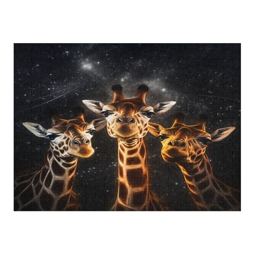 Giraffe 500 Teile Puzzles Für Erwachsene Holzpuzzle Familienpuzzlespiel Stressabbau-Puzzle Für Erwachsene Kinder Ab 12 Jahren （52×38cm） von AAPZY