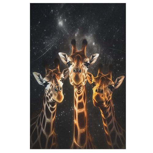 Giraffe Holzpuzzle 1000 Teile, Knobelspiele Für Erwachsene, Teenager, Puzzles Unmögliche - Kinder Puzzle Zimmer Deko （78×53cm） von AAPZY