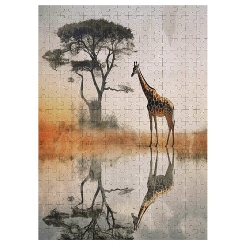 Giraffe Puzzle 300 Teile, Holzpuzzle Für Erwachsene, Impossible Puzzle, Geschicklichkeitsspiel Für Die Ganze Familie, Puzzle Farbenfrohes Legespiel Kinder Puzzles 42×30cm von AAPZY