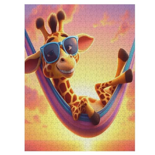 Giraffe Puzzle 500 Teile, Holzpuzzle Für Erwachsene, Impossible Puzzle, Geschicklichkeitsspiel Für Die Ganze Familie, Puzzle Farbenfrohes Legespiel Kinder Puzzles （55×41cm） von AAPZY
