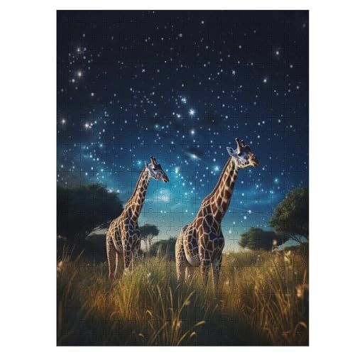 Giraffe Puzzles 500 Teile Erwachsener Kniffel Spaß Für Die Ganze Familie - 500 Puzzleteilige Motive, Holzpuzzle Kinder Erwachsene, Impossible Puzzle Schwer （55×41cm） von AAPZY