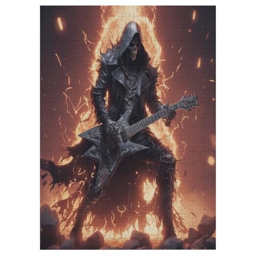 Gitarre Skeleton Man Puzzle 300 Teile,Puzzles Für Erwachsene, Impossible Puzzle, Geschicklichkeitsspiel Für Die Ganze Familie, Puzzle Kinder,Holzpuzzle-Geschenk,Raumdekoration, 42×30cm von AAPZY