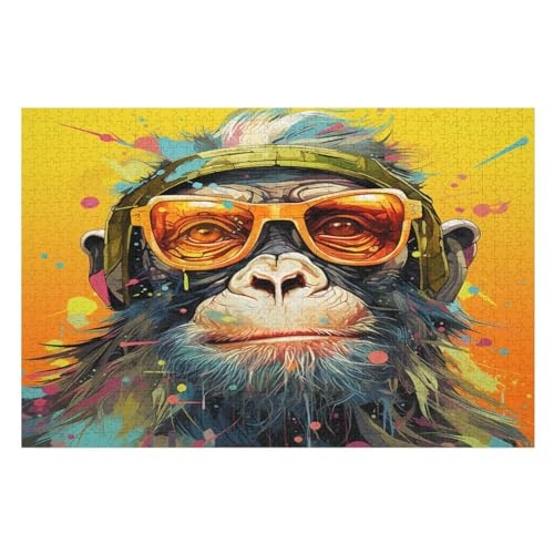 Gorilla Holzpuzzle 1000 Teile, Knobelspiele Für Erwachsene, Teenager, Puzzles Unmögliche - Kinder Puzzle Zimmer Deko （75×50cm） von AAPZY