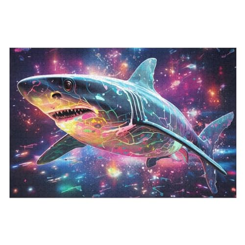 Hai Holzpuzzle 1000 Teile, Knobelspiele Für Erwachsene, Teenager, Puzzles Unmögliche - Kinder Puzzle Zimmer Deko （75×50cm） von AAPZY