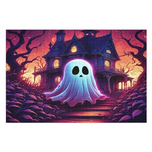 Halloween Geist-Puzzlespiel Aus Holz, 1000 Puzzleteile, Kreatives Puzzle Für Teenager Und Erwachsene, Kreatives Spielzeug, Puzzles, （75×50cm） von AAPZY