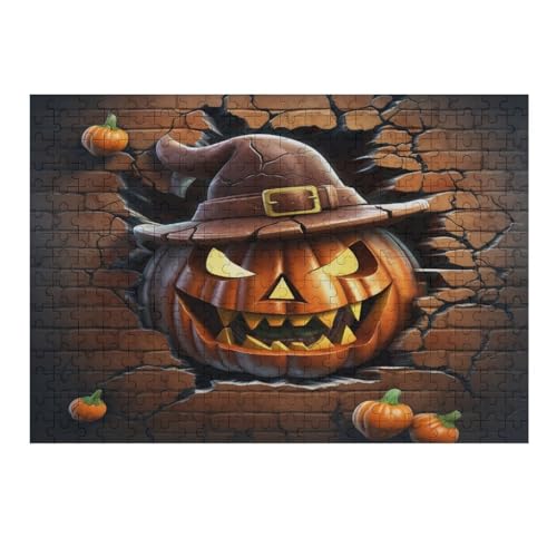 Halloween-Kürbis Holzpuzzle 300 Teile, Knobelspiele Für Erwachsene, Teenager, Puzzles Unmögliche - Kinder Puzzle Zimmer Deko （40×28cm） von AAPZY