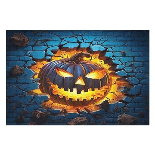 Halloween-Kürbis-Puzzle Für Erwachsene, 1000 Teile, Holzpuzzle, Kinderpuzzle, Dekompressionsspiel, Spielzeugpuzzle （75×50cm） von AAPZY