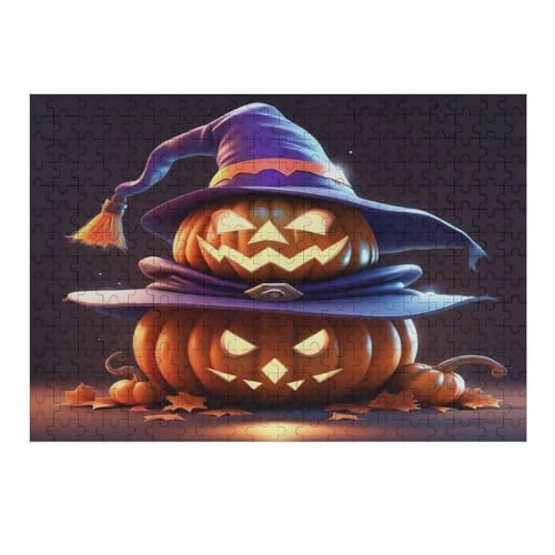 Halloween-Kürbis Puzzle Für Erwachsene 300 Teile Premium 100% Recyceltes Brett Zum Lernen, Lernspielzeug, Familienspiele Kinder Holzpuzzle （40×28cm） von AAPZY