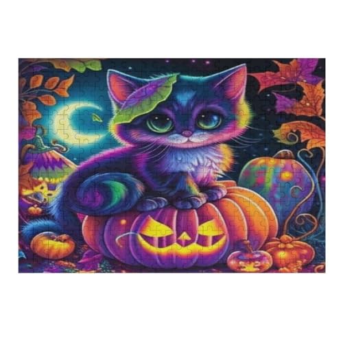 Halloween-Kürbis Puzzles 300 Teile Erwachsener Kniffel Spaß Für Die Ganze Familie - 300 Puzzleteilige Motive, Holzpuzzle Kinder Erwachsene, Impossible Puzzle Schwer （40×28cm） von AAPZY