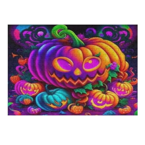 Halloween-Kürbis Puzzles 300 Teile Erwachsener Kniffel Spaß Für Die Ganze Familie - 300 Puzzleteilige Motive, Holzpuzzle Kinder Erwachsene, Impossible Puzzle Schwer （40×28cm） von AAPZY