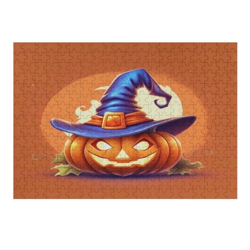 Halloween-Kürbis Puzzles 300 Teile Für Jugendliche Kreatives Holzpuzzlespielzeug Familienspiel Schwierigkeitsgrad Herausforderungspuzzles （40×28cm） von AAPZY