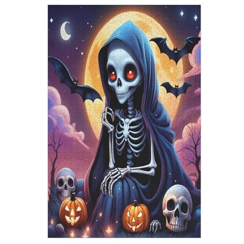 Halloween-Skelett 1000 Teile Puzzle, Holzpuzzle, Puzzles Für Erwachsene Kinder, 1000 Teile Puzzle Für Jugendliche & Erwachsene Lernspiel Herausforderungsspielzeug 78×53cm von AAPZY