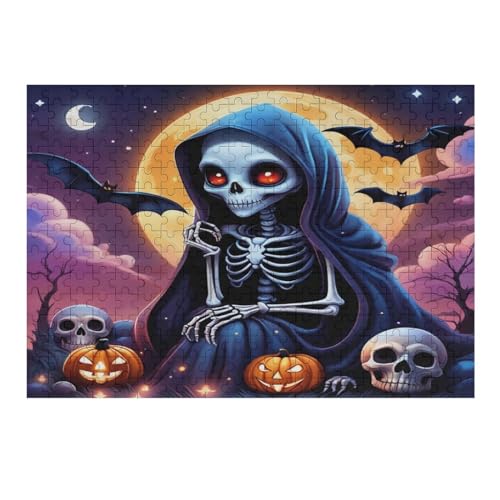 Halloween-Skelett 300 Teile Puzzle Für Erwachsene, Herausforderung Puzzles - Familienpuzzle Verringerter Druck Schwieriges Puzzle Rahmen Holzpuzzle Für Erwachsene Kinder 12+ （40×28cm） von AAPZY