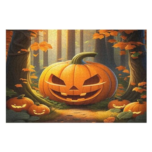 Halloween-Thema -Puzzle, 1000 Teile,Holzpuzzle Für Erwachsene Kinder, Lustiges Spielzeug, Denkspiel, Spielzeug, Bildungsspiel, Herausforderung, Pädagogisch, （75×50cm） von AAPZY